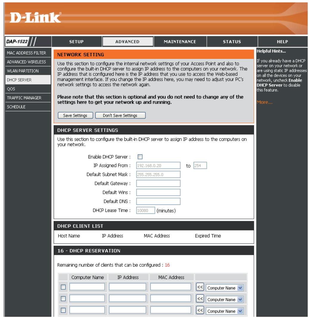 D-LINK DAP-1522 - Serveur DHCP - 1