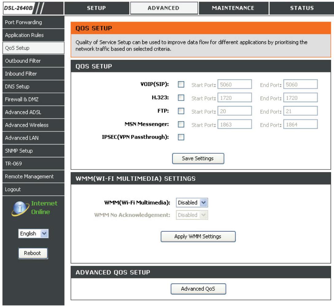 D-LINK DSL-2640B - CONFIGURATION DE LA QUALITÉ DE SERVICE AVANCÉE - 1
