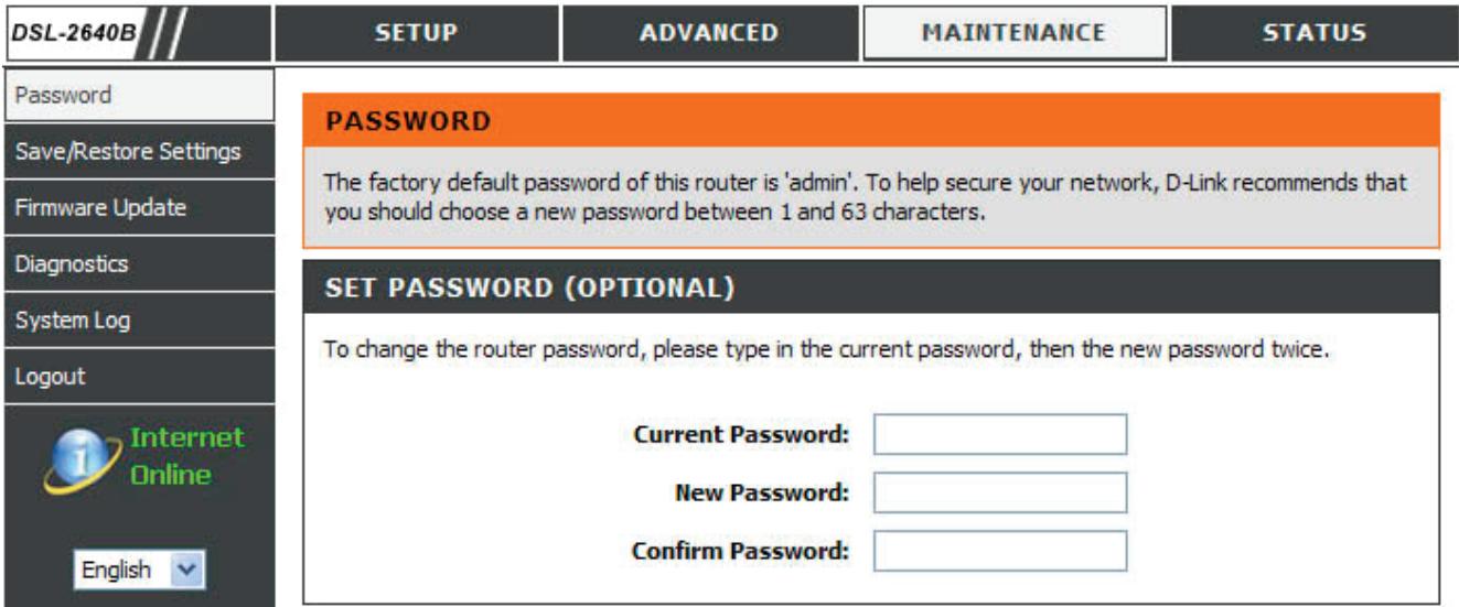 D-LINK DSL-2640B - DéFINIR UN MOT DE PASSE (FACULTATIF) - 1