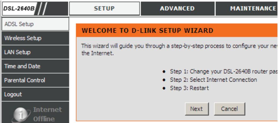 D-LINK DSL-2640B - BIENVENUE DANS L'ASSISTANT DE CONFIGURATION D-LINK - 1