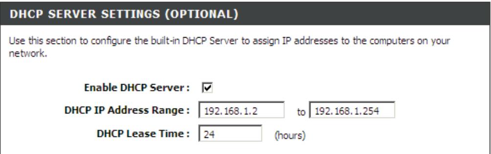 D-LINK DSL-2680 - PARAMÉTRES DU SERVEUR DHCP (FACULTATIFS) - 1