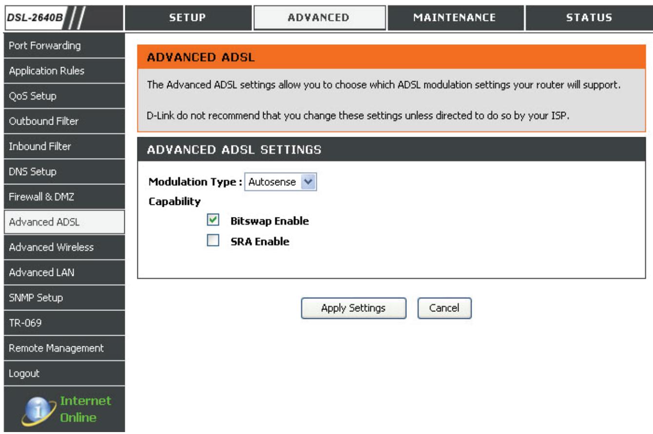 D-LINK DSL-2680 - PARAMÉTRES ADSL AVANCÉS - 1