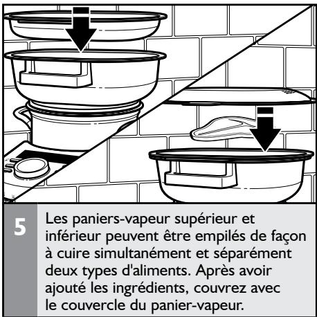 KITCHENAID 5KCF0103EER - Utilisation des paniers-vapeur supérieur et/ou inférieur - 5