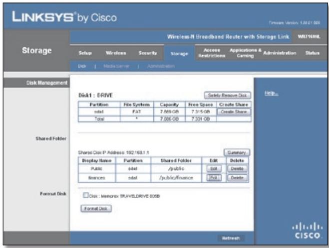 LINKSYS WRT160NL - Create a Shared Folder - 1