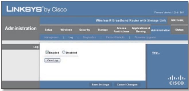 LINKSYS WRT160N - Administration > Log - 1