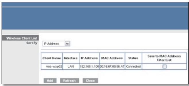 LINKSYS WRT160N - MAC Address Filter List - 1