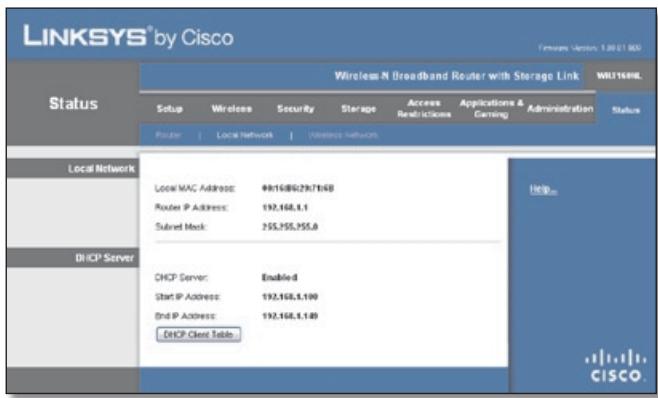 LINKSYS WRT160N - Status > Local Network - 1