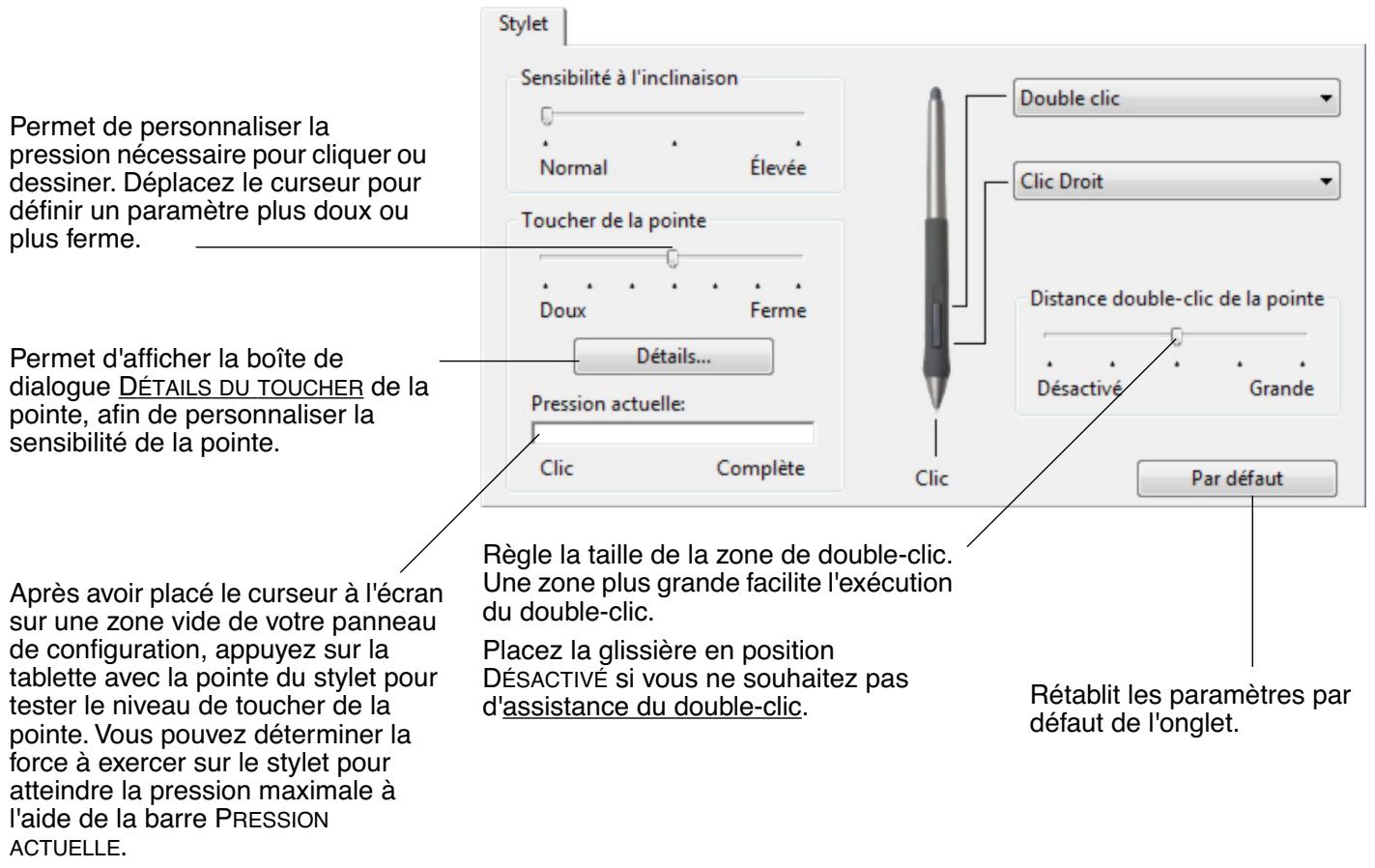 WACOM CINTIQ 13HD SMUDGEGUARD OFFERT - RéGLAGE DU TOUCHER DE LA POINTE ET DU DOUBLE-CLIC - 1