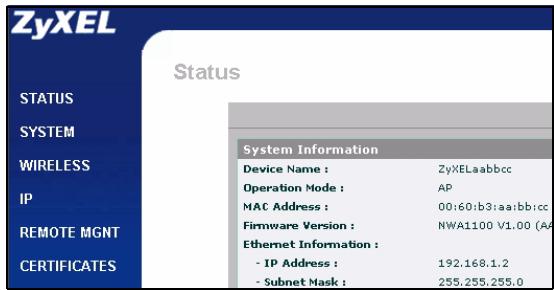 ZYXEL NWA1123-NI - Log Into the Web Configurator - 5