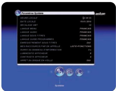ASTON SIMBA HD PREMIUM - SOUS-MENU SYSTÉME - 1