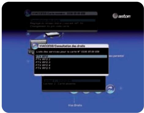 ASTON SIMBA HD PREMIUM TNTSAT - Fonction Consultation des droits : - 1