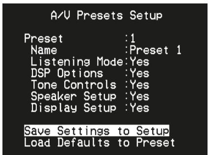 NAD T748 - EXEMPLE DE PROCÉDURE POUR LA CONFIGURATION DES CONFIGURATION DES PRÉRÉGLAGES A/V - 8