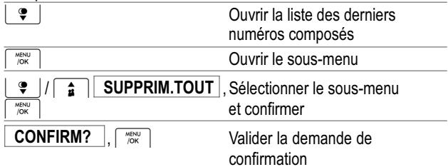 SWITEL DC 562 FLEXO - Supprimer tous les numérores de la liste des derniers numéroros composés - 1