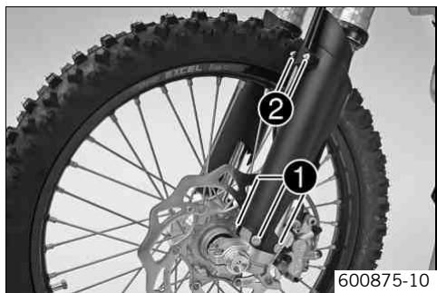 KTM 530 XC-W ZA - Positionner les protections de fourche - 1