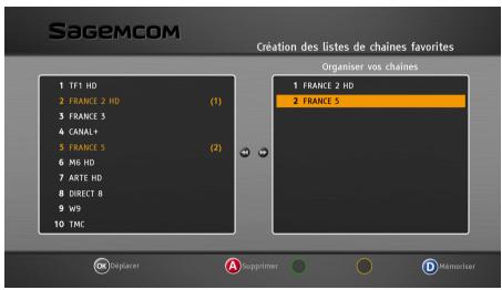 SAGEMCOM DSI89 - Création des listes de chaînes favorites - 2
