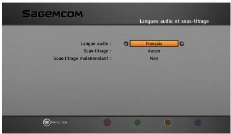 SAGEMCOM DSI89 - Langues audio et sous-titrage - 1