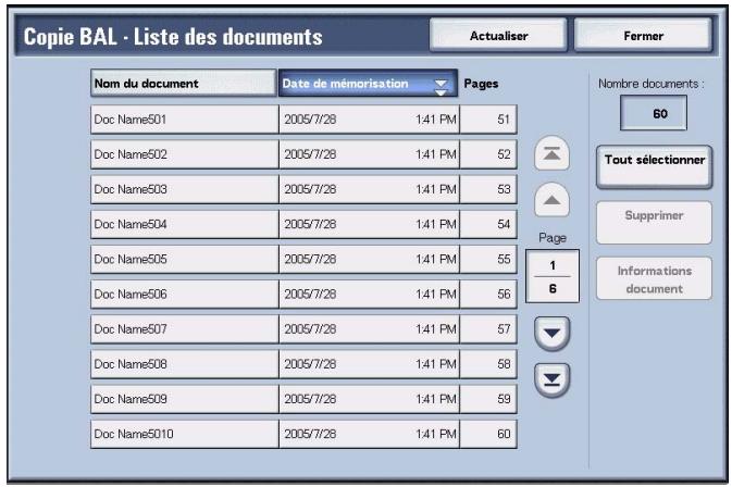 XEROX 4590 - Écran Copier BAL - Liste des documents - 1
