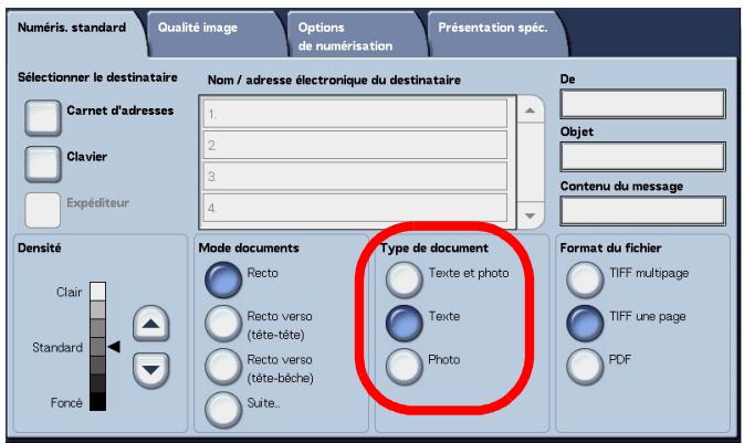 XEROX 4590 - Type de document (Sélection du type de document) - 1