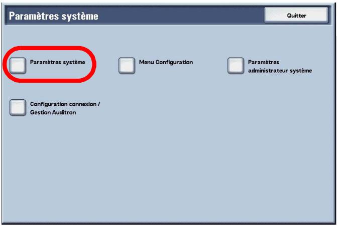 XEROX 4590 - Sélectionner Paramètres système. - 1