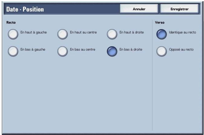 XEROX 4590 - Écran Date - Position - 2