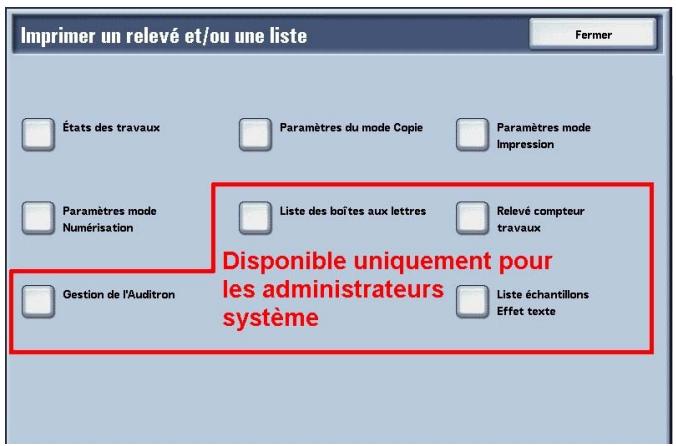 XEROX 4590 - Imprimer un relevé et/ou une liste - 3