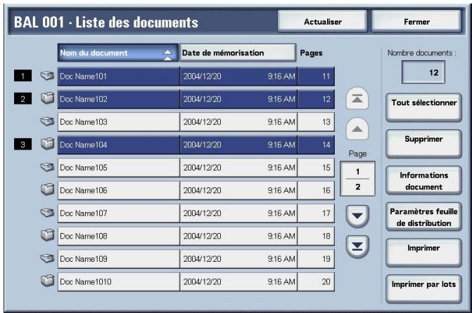 XEROX 4590 - Étape 4 Vérification/sélection de documents dans une boîte aux lettres - 2