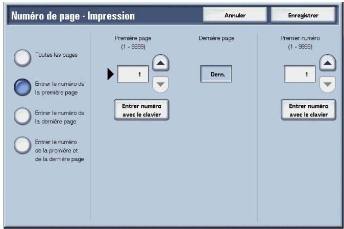 XEROX 4590 - Lorsque l'option Entrer le numéro de la première page est sélectionnée - 2