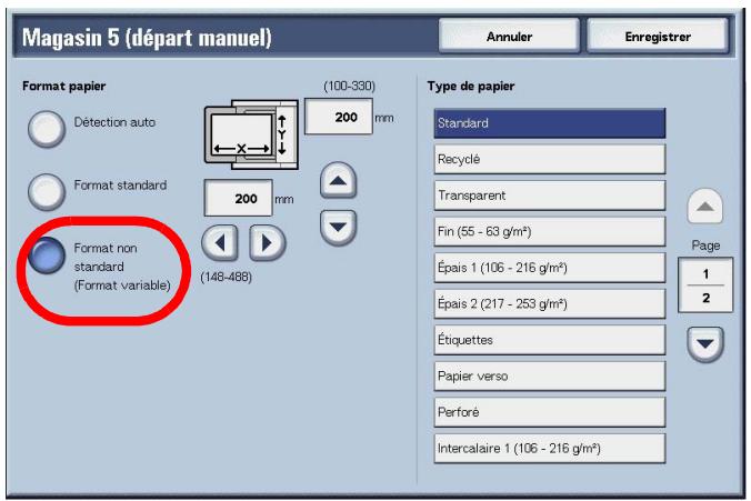 XEROX 4590 - Sélectionner Format non standard. - 1