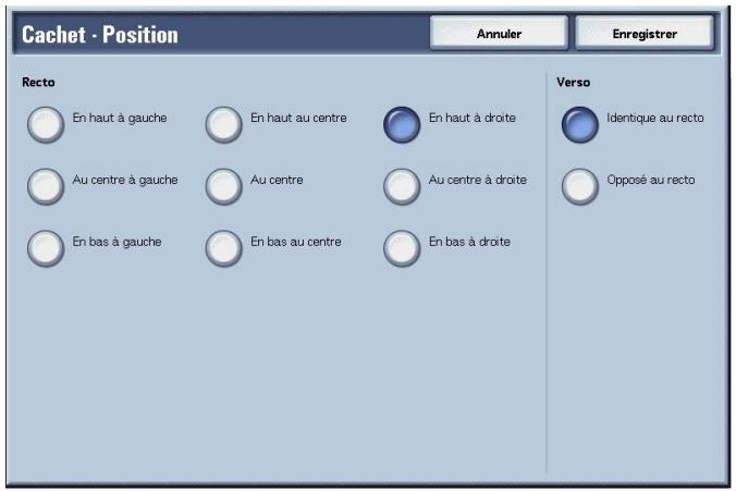XEROX 4590 - Écran Cachet - Position - 1