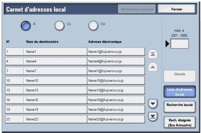 XEROX 4590 - ■ Ouverture de la liste d'adresses locale - 2