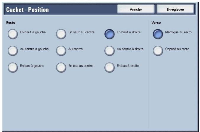 XEROX 4590 - Écran Annotation - Cachet - Position - 1