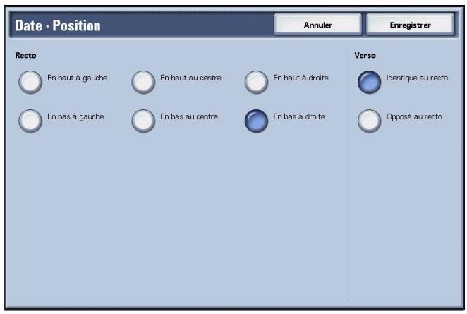 XEROX 4590 - Écran Date - Position - 1
