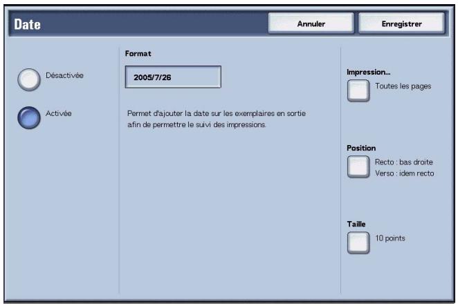 XEROX 4590 - Écran Date - 2