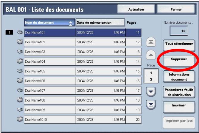 XEROX 4590 - Suppression de documents dans une boîte aux lettres Numérisation et autres travaux - 2