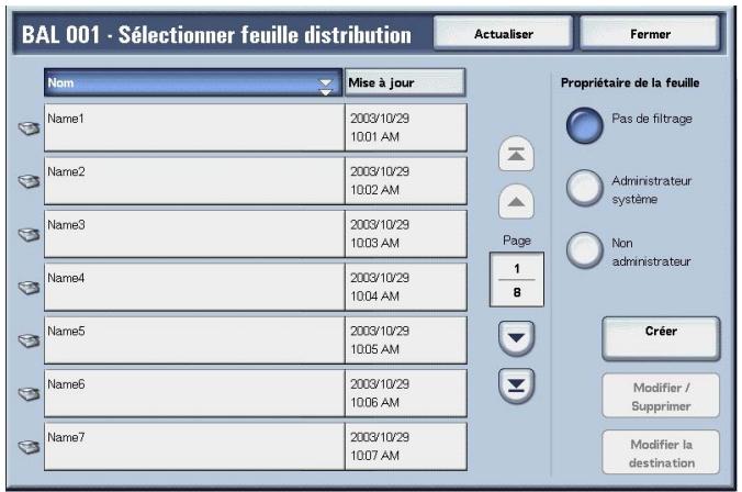 XEROX 4590 - Écran Sélectionner feuille de distribution - 2