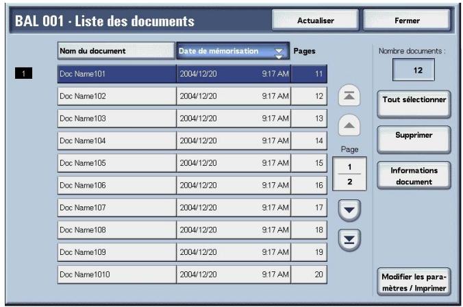XEROX 4590 - Sélectionner un document et sélectionner Supprimer. - 1
