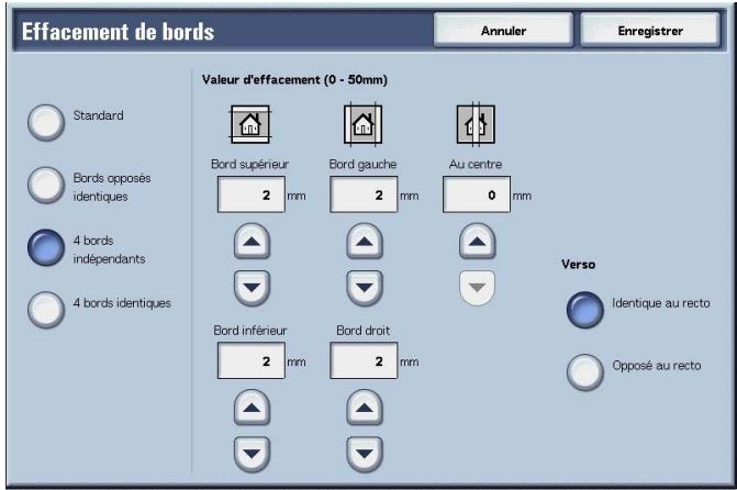 XEROX 4590 - Lorsque l'option 4 bords indépendants est sélectionnée : - 2