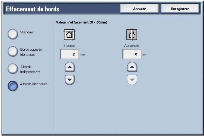 XEROX 4590 - Lorsque l'option 4 bords identiques est selectionnée : - 1