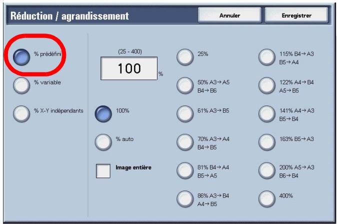 XEROX 4590 - Lorsqu'un taux de R/A prédéfini est sélectionné - 1