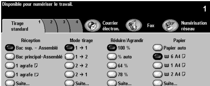 XEROX COPYCENTRE C75 DIGITAL COPIER - Sélections des fonctions sur l'écran tactile - 1