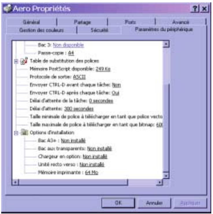 XEROX DOCUCOLOR 2006 - Définition des options de l'imprimante - 1