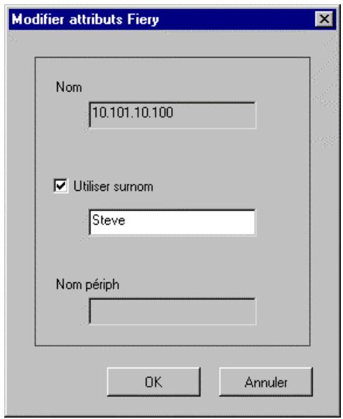 XEROX DOCUCOLOR 2006 - Pour attribuer un pseudonyme au serveur, Sélectionnez-le dans Ma liste Fiery, puis cliquez sur Modifier. - 1
