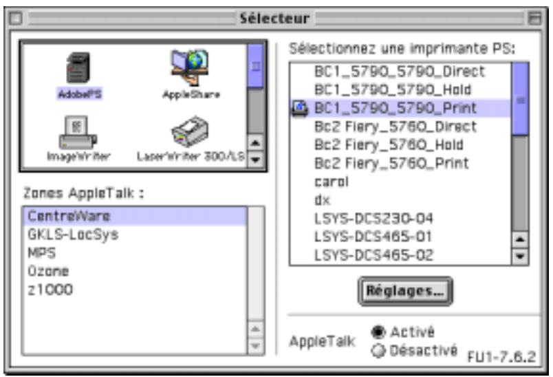 XEROX DOCUCOLOR 2006 - Choix de l'imprimante dans le Sélecteur - 1