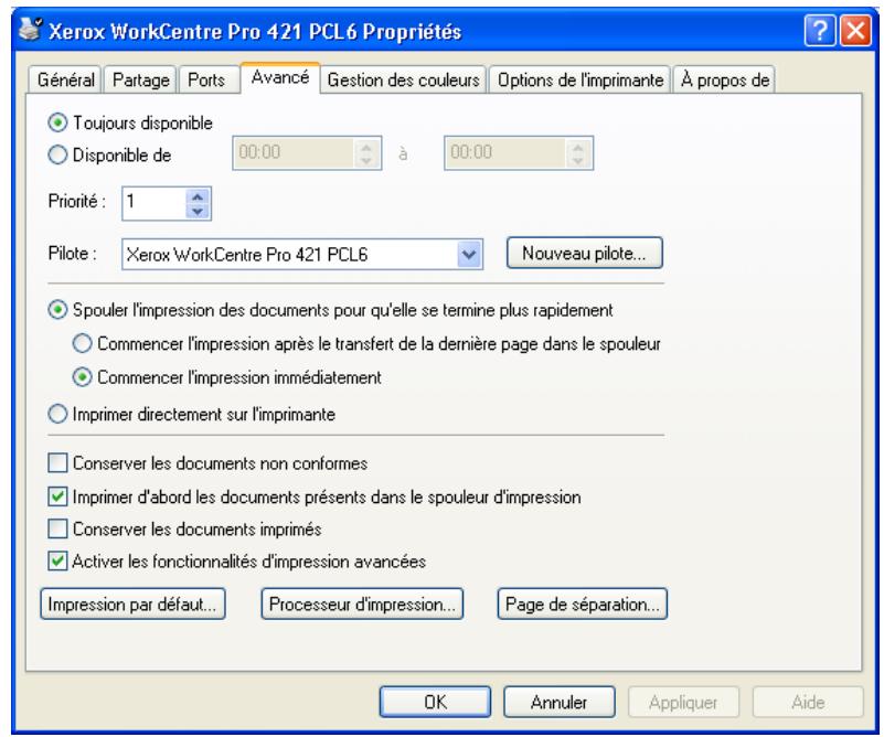 XEROX WORKCENTRE PRO 421DEI DIGITAL COPIER - Configuration des propriétés de l'imprimante - 5