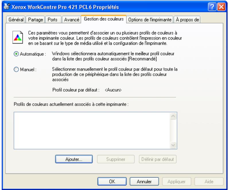 XEROX WORKCENTRE PRO 421DEI DIGITAL COPIER - Configuration des propriétés de l'imprimante - 6