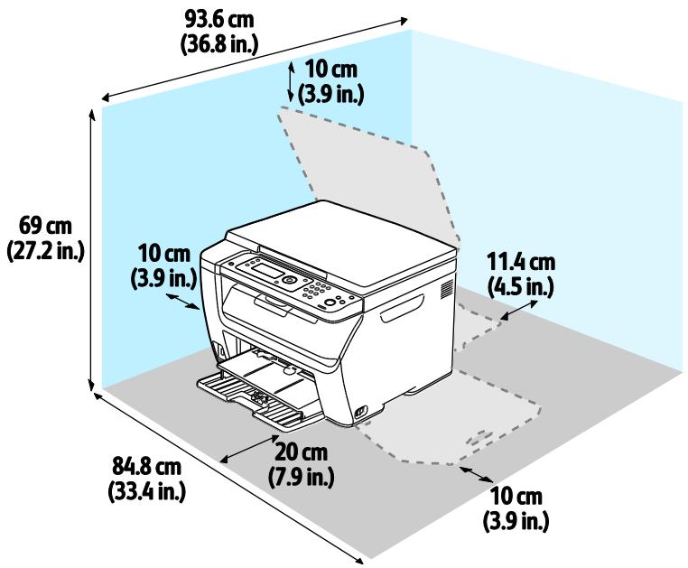 XEROX WORKCENTRE 6015 - Espace de dégagement requis - 1