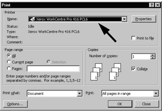 XEROX WORKCENTRE PRO 421E - Cliquer sur Imprimer - 1