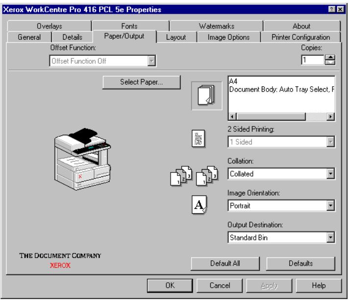 XEROX WORKCENTRE PRO 421E - Sélectionner les fonctions du pilote d'impression - 2