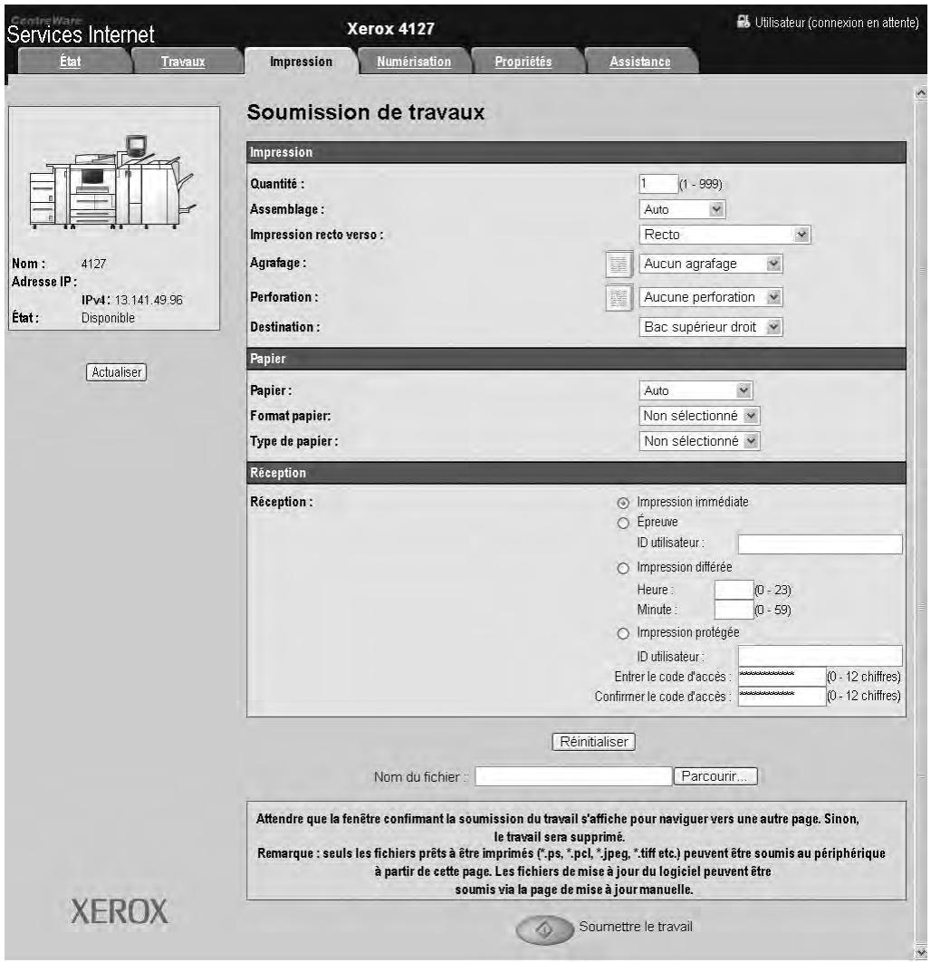 XEROX 4112 - Impression d'un travail au moyen des services internet centreware - 1