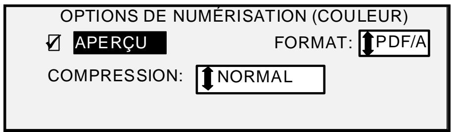 XEROX 6030 - Écran Options de numérisation (Couleur) - Format JPEG - 1